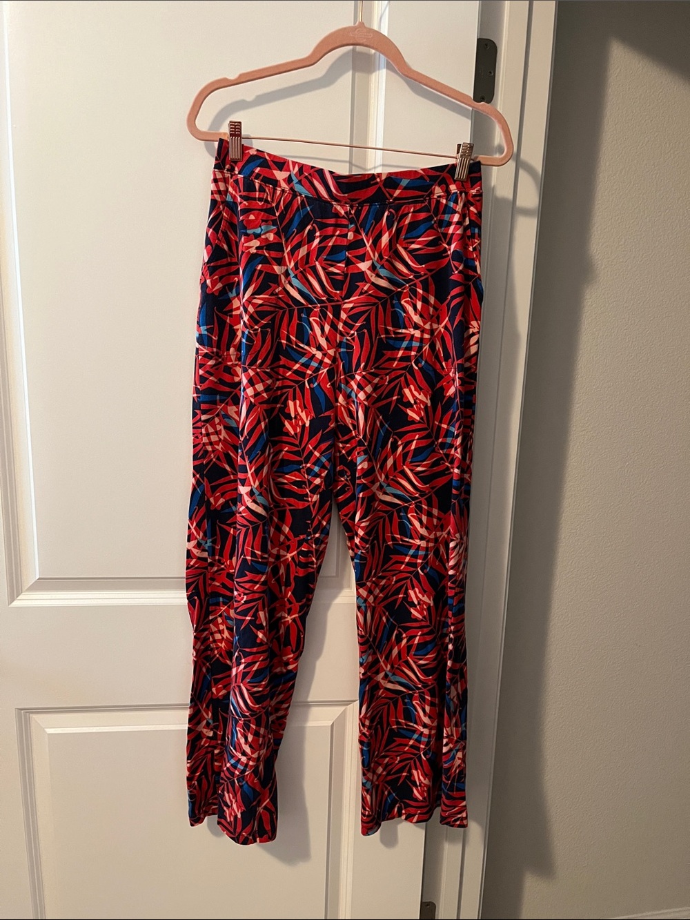 Denim&Co Red and Blue Printed Pull-On Leggings